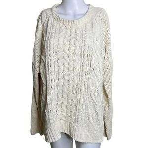 SO Cozy Cream Cable Knit Sweater Size XL
